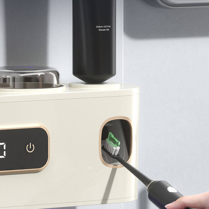 智能杀菌烘干牙刷架壁挂式风干牙刷置物架双挤牙膏器牙刷消毒器